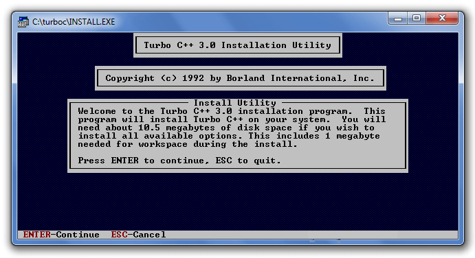 Install 1 exe. Borland Turbo c. Инсталл. Ехе. Установка .exe. Borland Turbo рабочее окно.