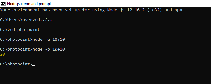 Command line node.js